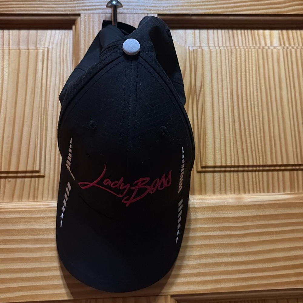 LadyBoss, ball cap, black, white, and pink.